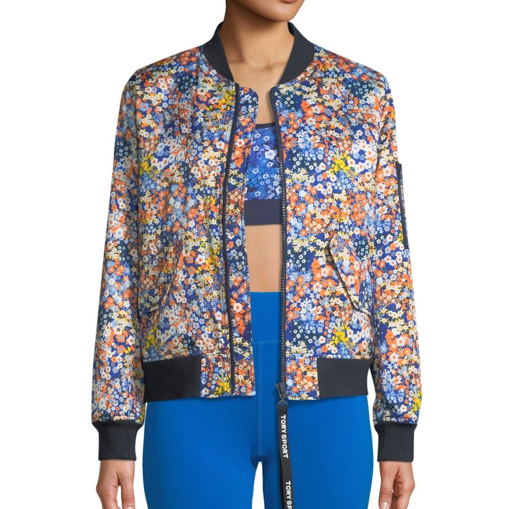 TORY SPORT ✨Satin Floral-Print Bomber Jacket • XS